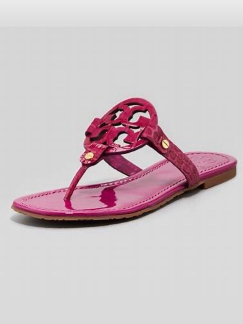 Tory Burch Party Fuchsia Croc Embossed Patent Leather Miller Sandals in - Picture 16 of 16